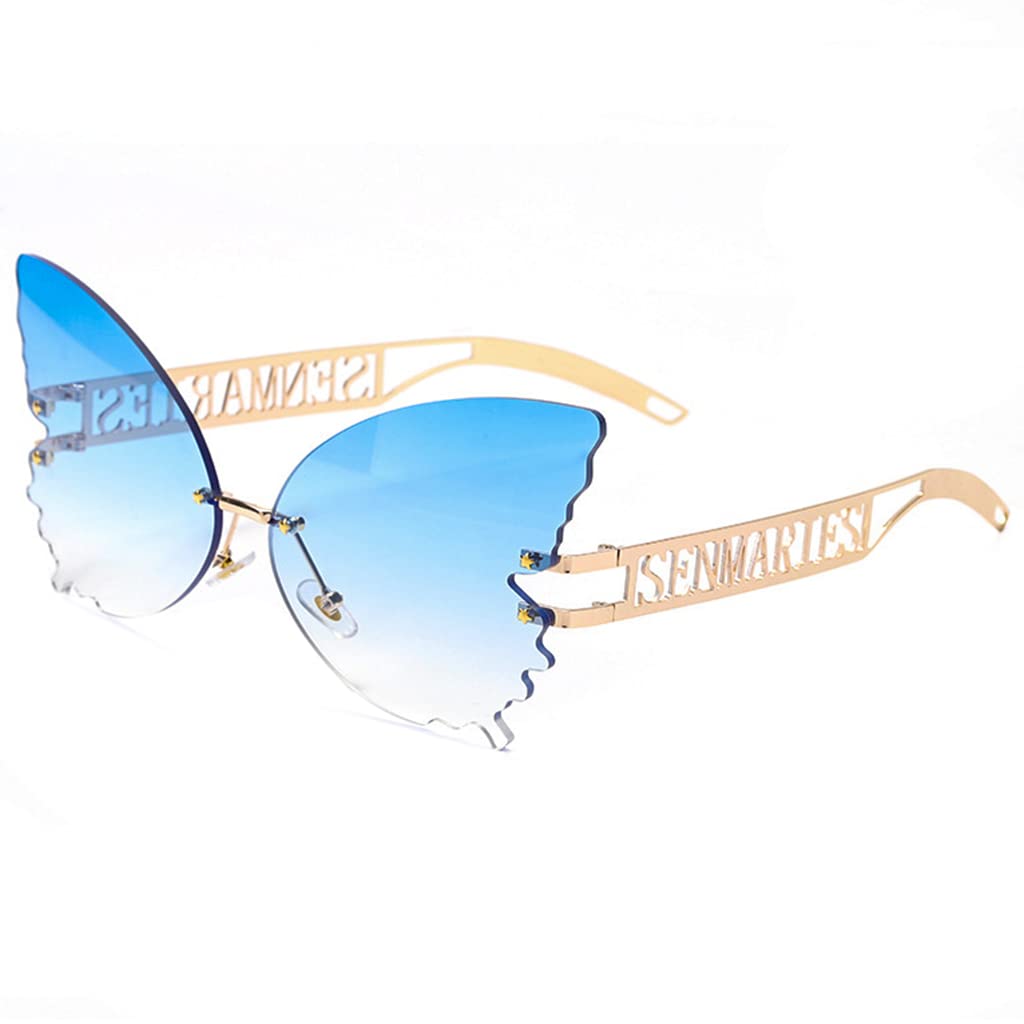 PALAY Designer Sunglasses for Women Ladies Stylish Frameless Butterfly Sunglasses Gradient Blue Sunglasses with Storage Case Sun Glare Glasses for Women(Blue) PALAY Designer Sunglasses for Women Ladies Stylish Frameless Butterfly Sunglasses Gradient Blue Sunglasses with Storage Case Sun Glare Glasses for Women(Blue)